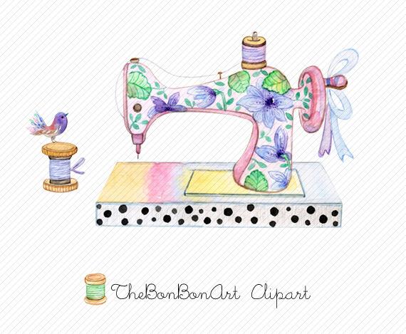 sewing clipart watercolor