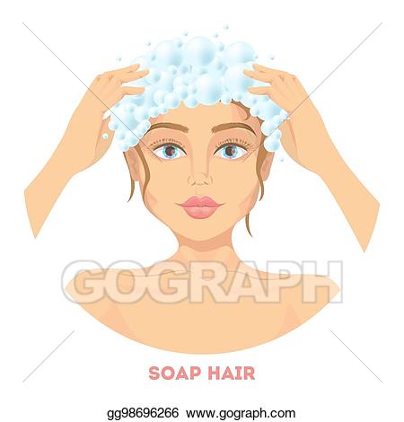 Clip art vector hair. Shampoo clipart woman washing