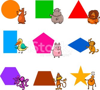 Basic geometric with cartoon. Shapes clipart animal
