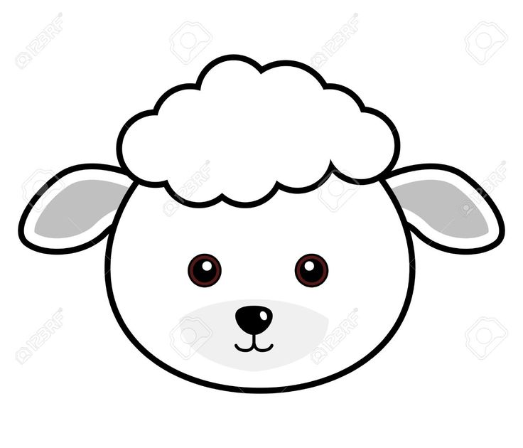 Black and white free. Sheep clipart face
