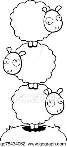 Vector illustration stacked eps. Sheep clipart three