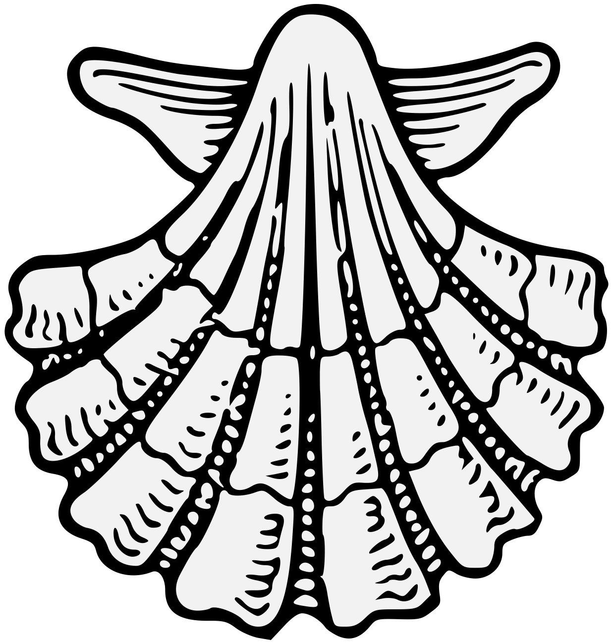 Shell clipart heraldic scallop. Escallop traceable art pdf