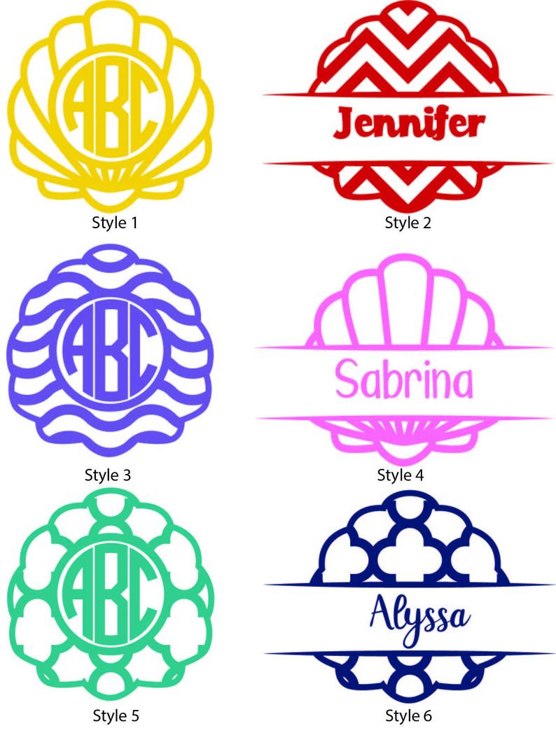 Sea vinyl monogram decal. Shell clipart one color