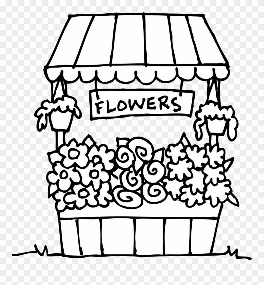 Banner freeuse flower drawing. Shop clipart line art