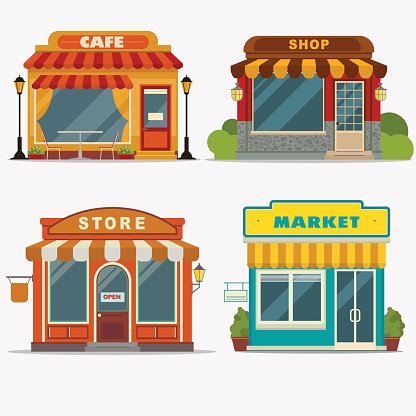 Street small store front. Shop clipart market
