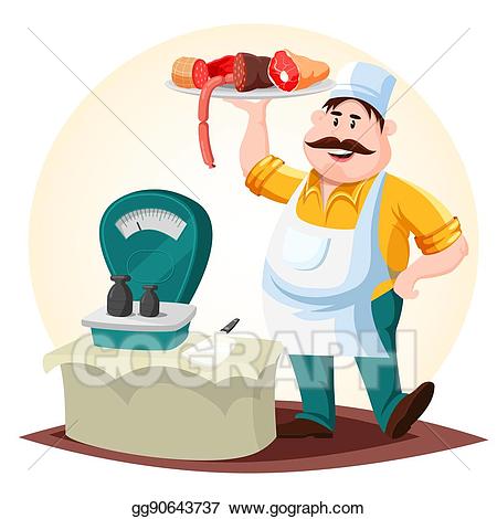 Shop clipart meat store. Eps illustration butcher or