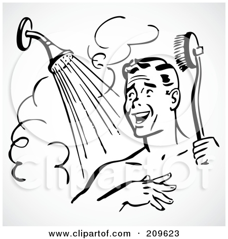 showering clipart black and white