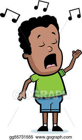 Vector stock singing illustration. Singer clipart boy singer