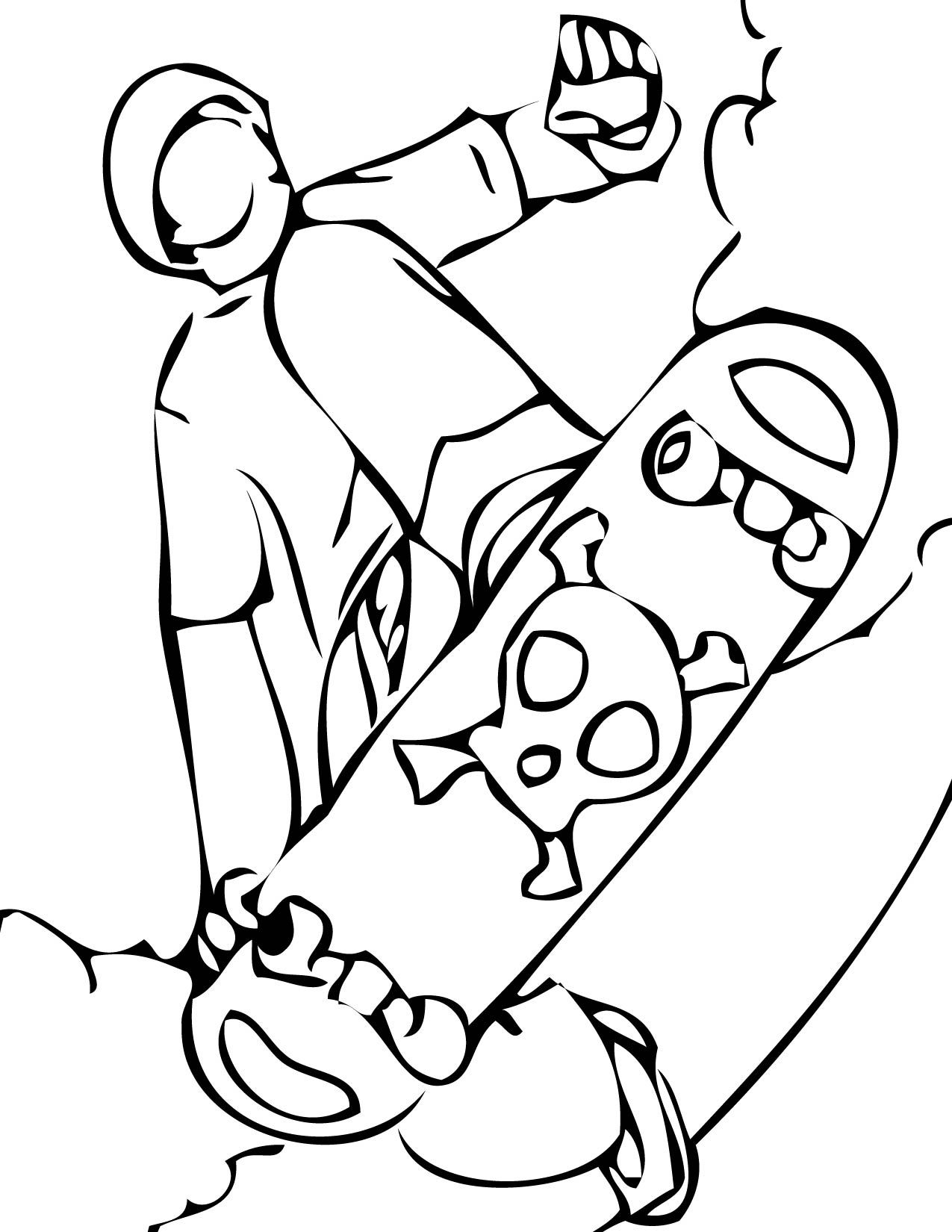 skate clipart colouring page