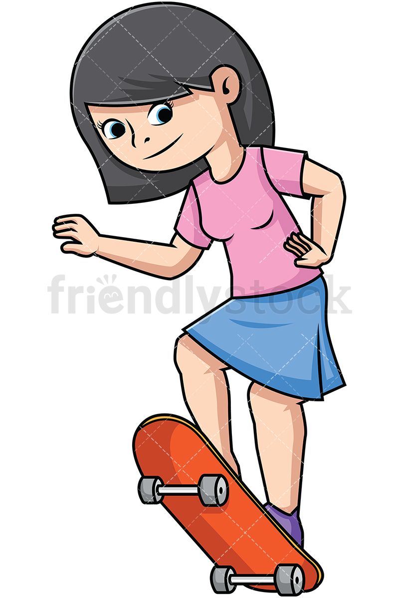 skate clipart girl skateboard