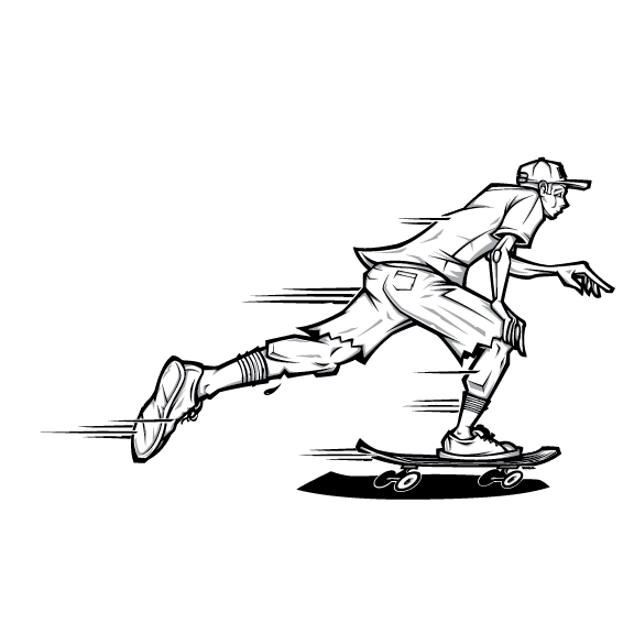 skate clipart sketch