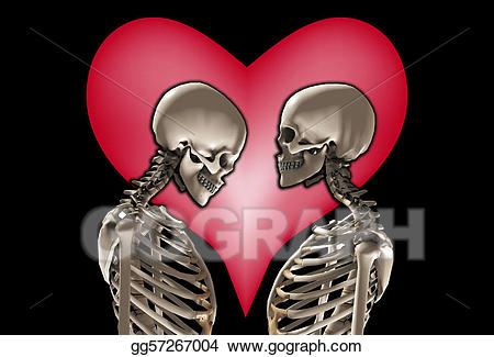 Drawing skeletons with heart. Skeleton clipart love
