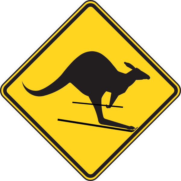 Kangaroo warning sign clip. Skiing clipart animal