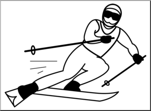 skiing clipart black and white