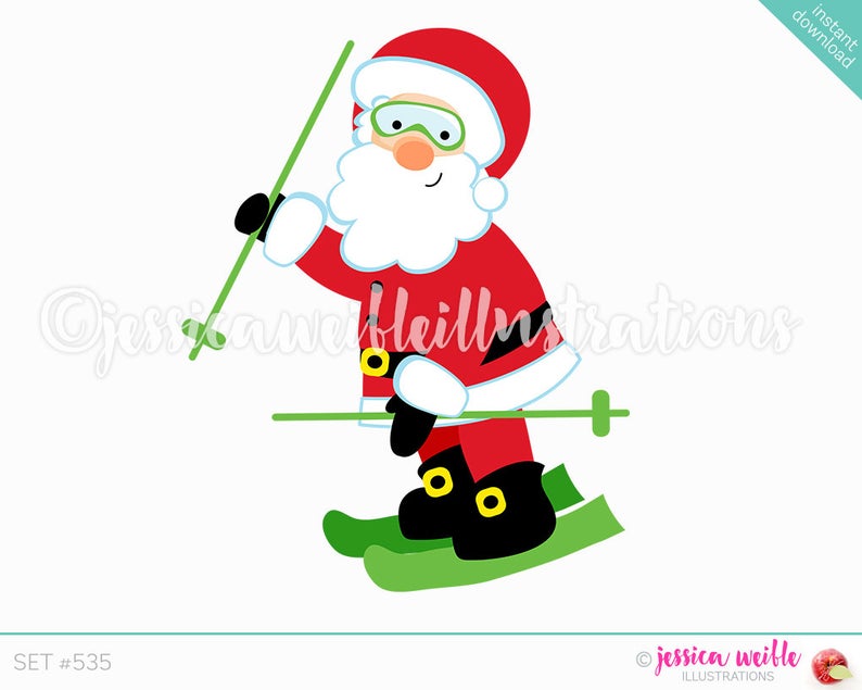 skiing clipart christmas