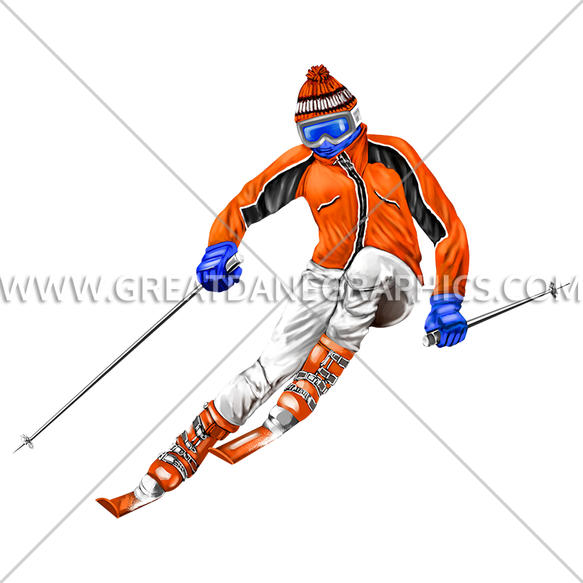 Skis clipart down hill. Skiing downhill production ready
