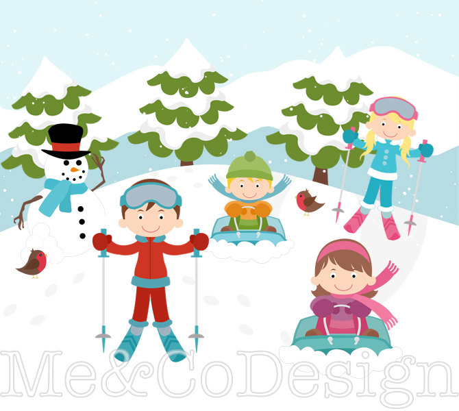 skis clipart family skiing