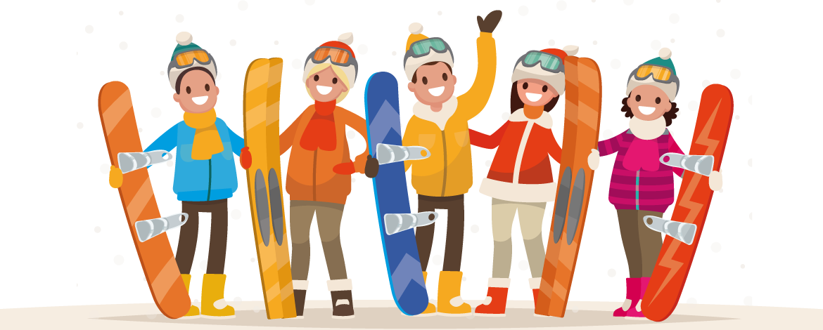 Skiing clipart group skiing. Ski famille en ari