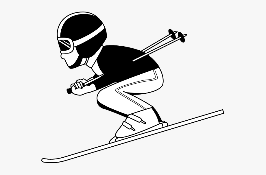 Skiing clipart skiier. Clip black and white