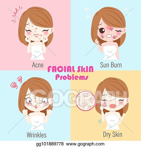 Vector art woman with. Skin clipart skin problem