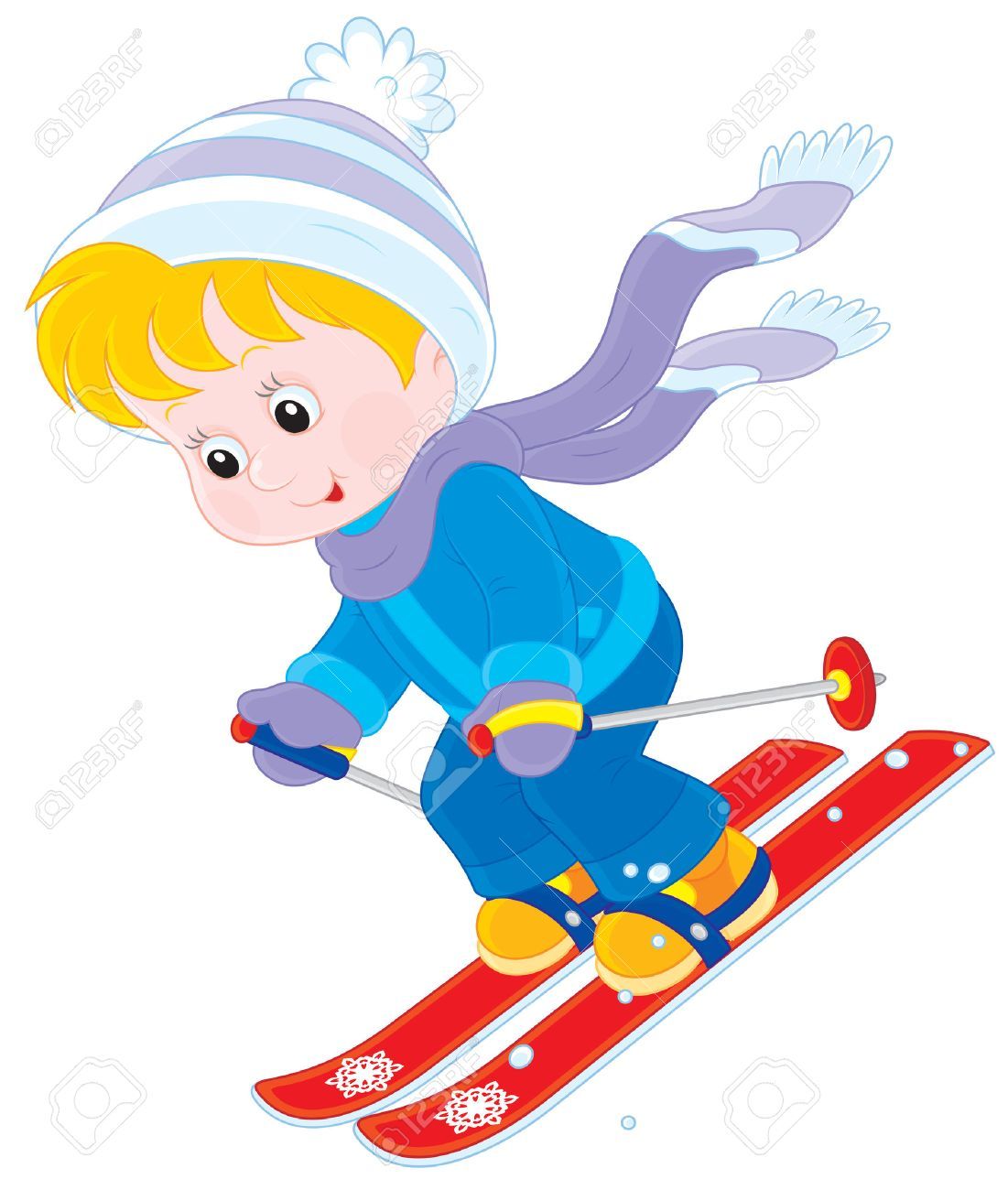 Stock vector rsports skiing. Skis clipart child