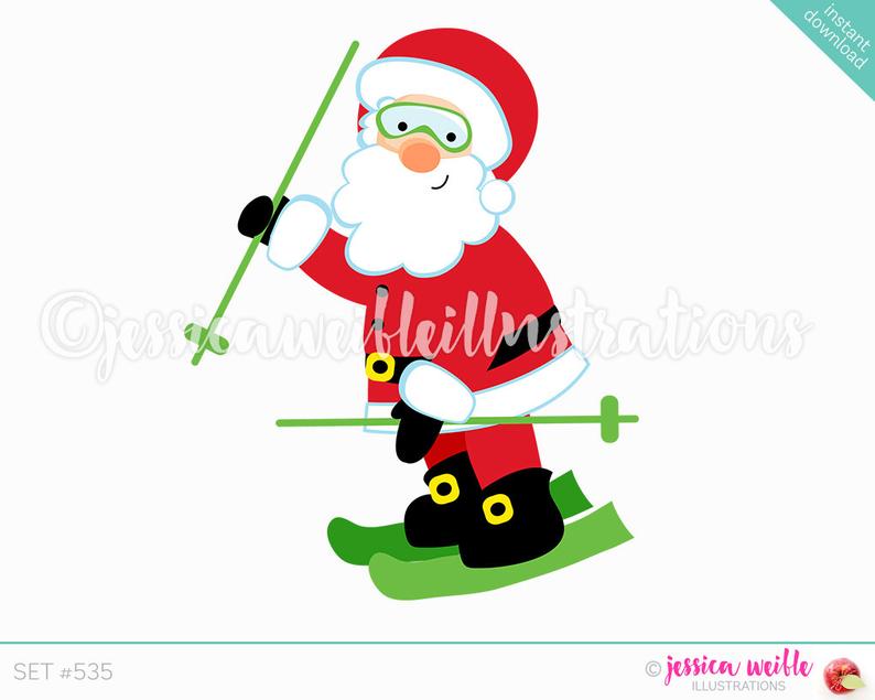 skis clipart christmas