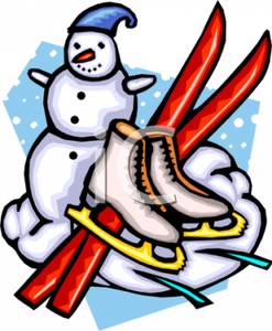 A snowman with pair. Skis clipart skating