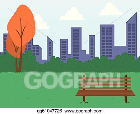 Skyline clipart city scene. Vector art park and