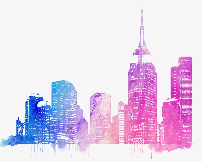 Skyline clipart colorful city. Architecture png 