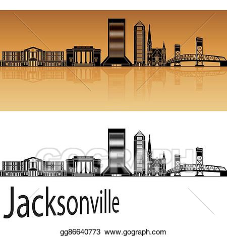 Skyline clipart jacksonville skyline. Vector illustration in orange