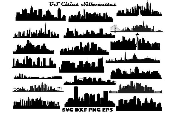 Us cities silhouette city. Skyline clipart metropolitan area
