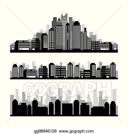 Vector stock buildings and. Skyline clipart office building
