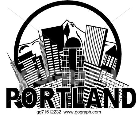 Skyline clipart portland oregon. Vector mt hood black