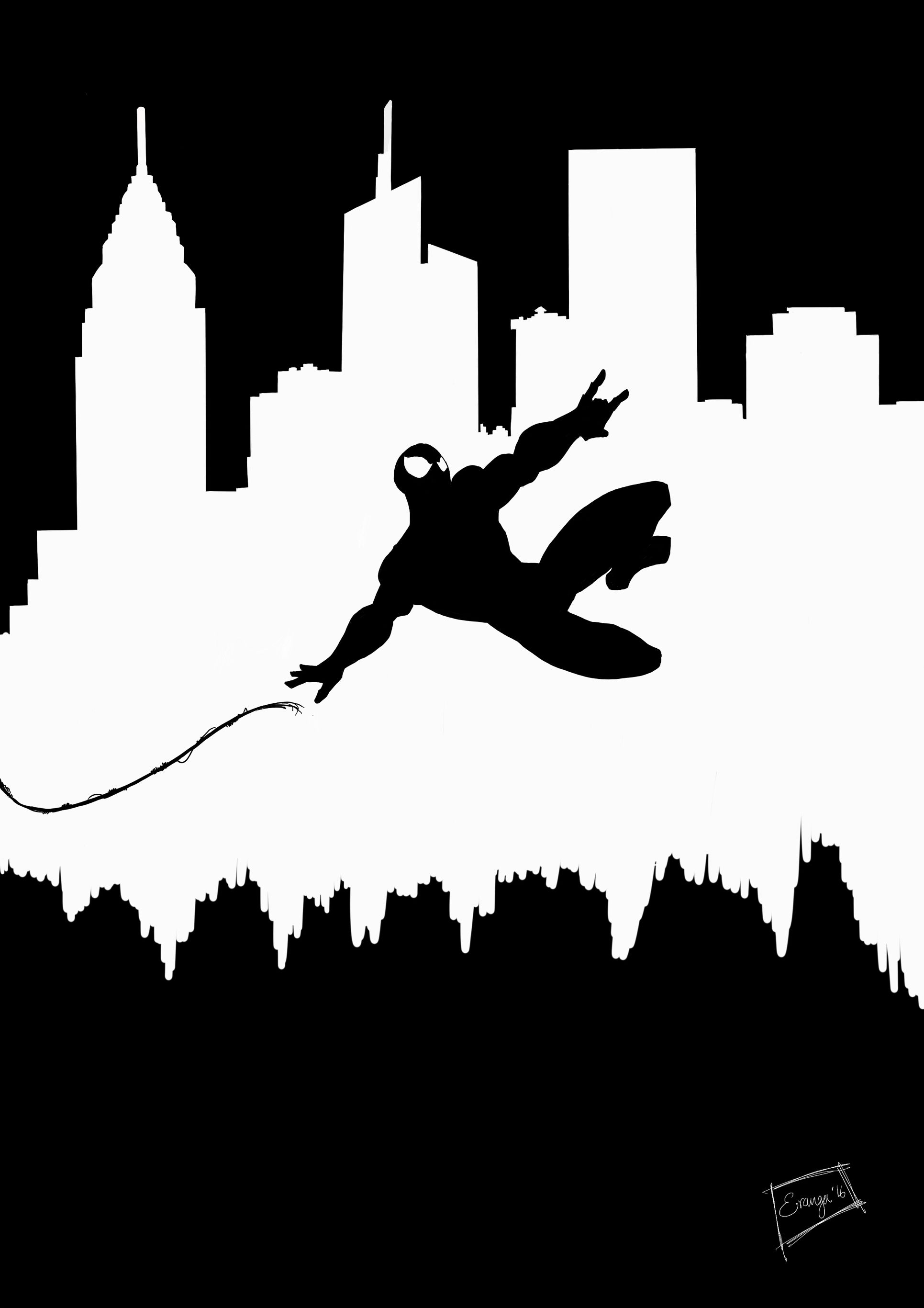 Spider man my artwork. Skyline clipart spiderman