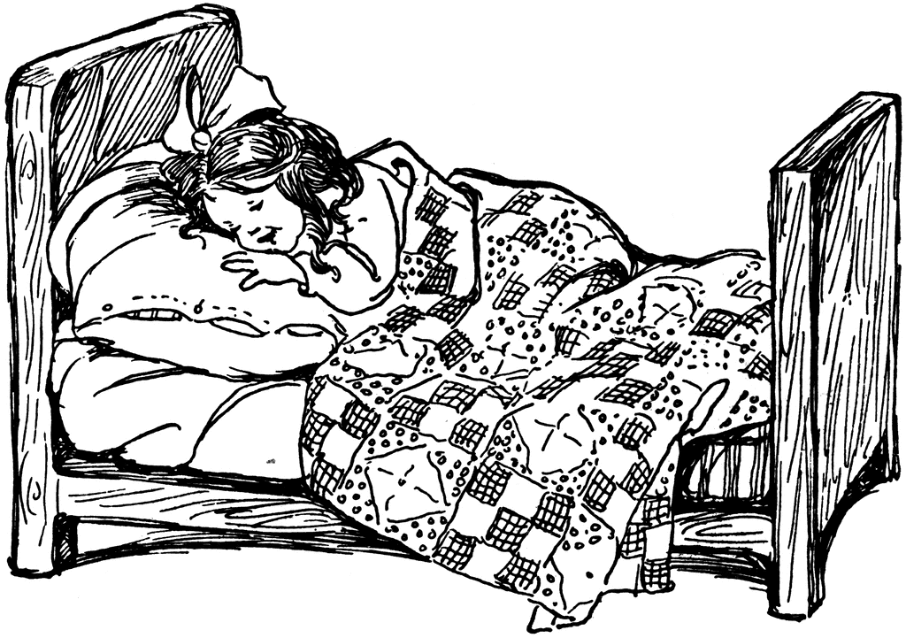 Sleeping clipart bed drawing. Free white cliparts download