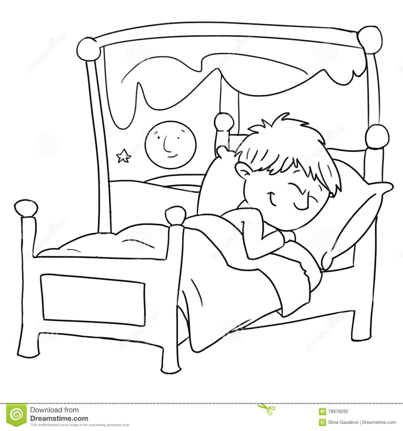 sleeping clipart black and white
