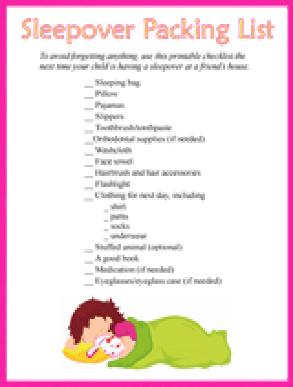 sleeping clipart sleepover