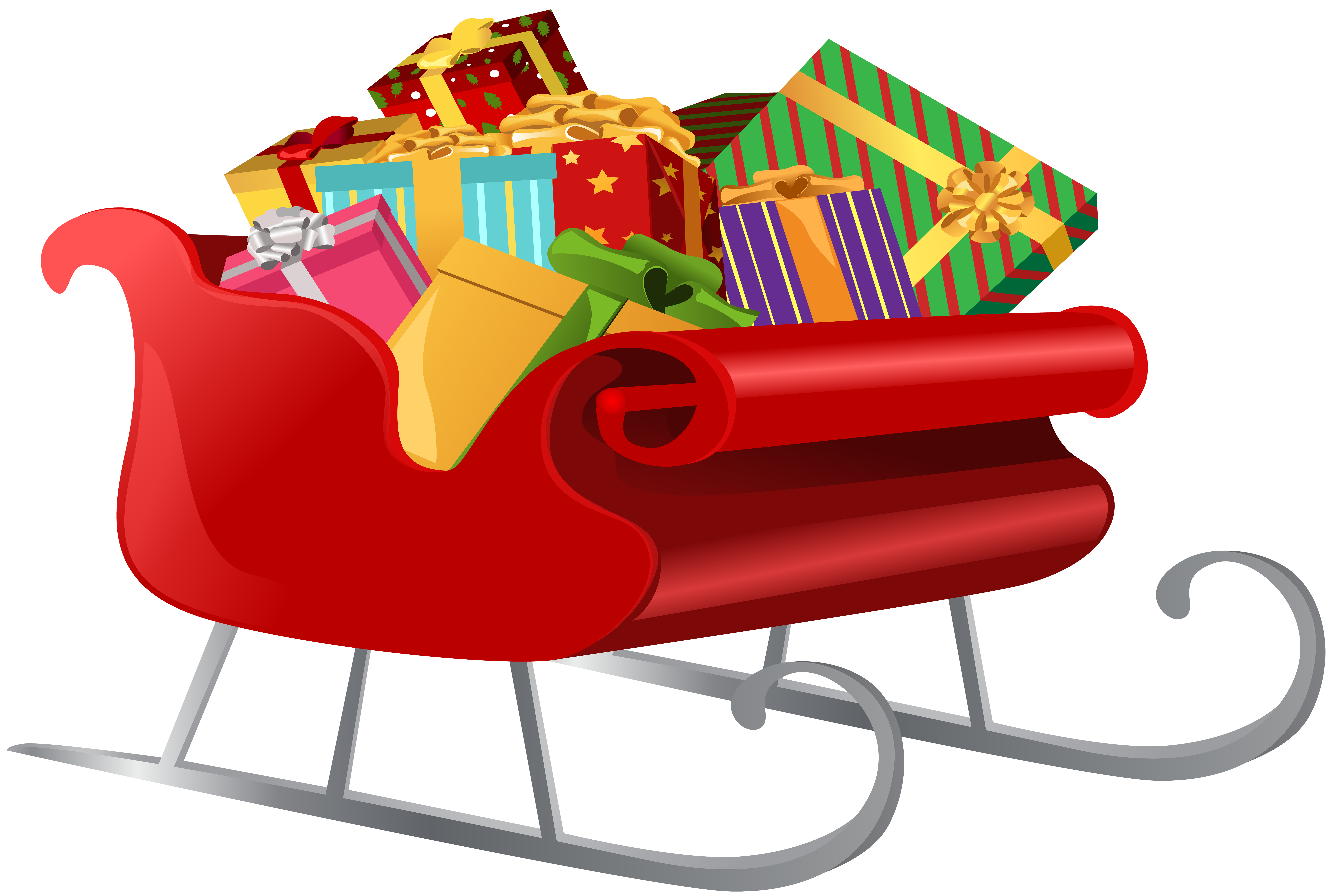 Santa with gifts png. Sleigh clipart
