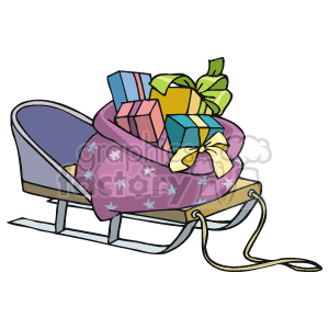 Sleigh clipart gift. Santa full of gifts