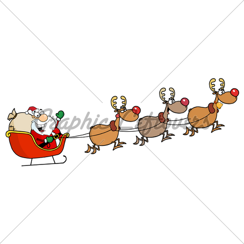 sleigh clipart santa rudolph