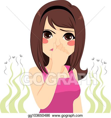 Vector bad girl illustration. Smell clipart strong