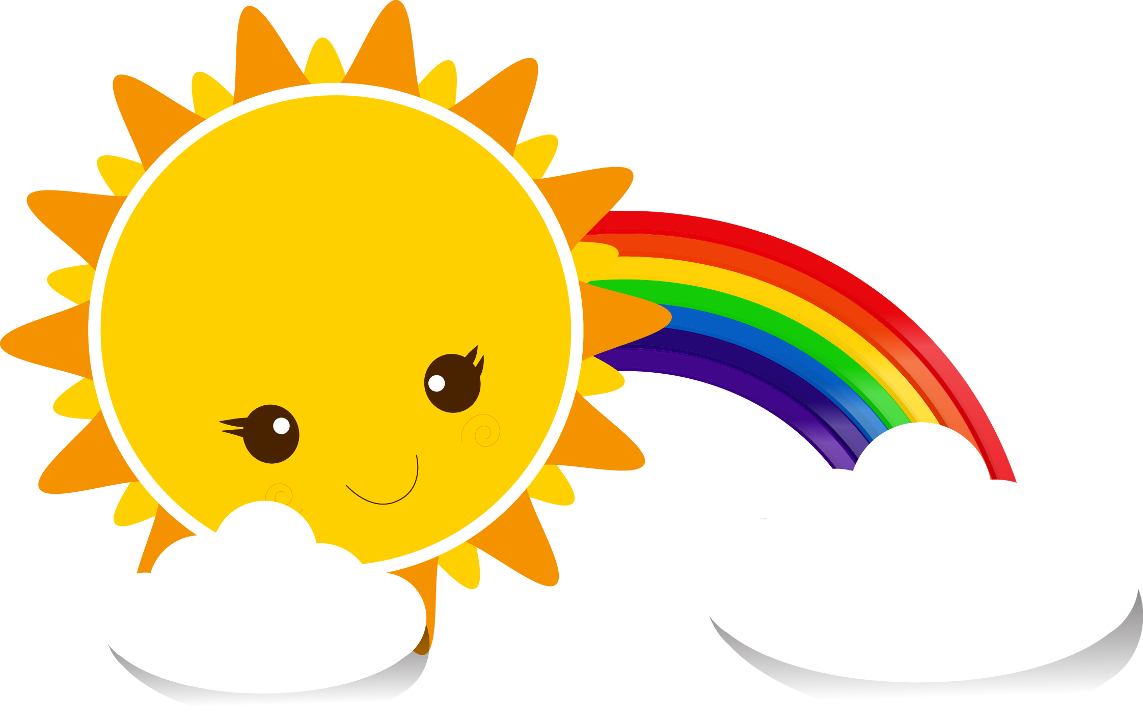 Sky cartoon yellow sun. Smiley clipart cloud