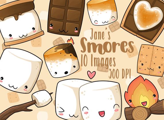 Smores clipart camp food. Kawaii smore s instant