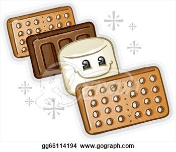 Whimsical s mores drawings. Smores clipart vector