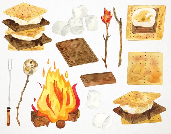 Smores clipart watercolor. Smore image ideal for