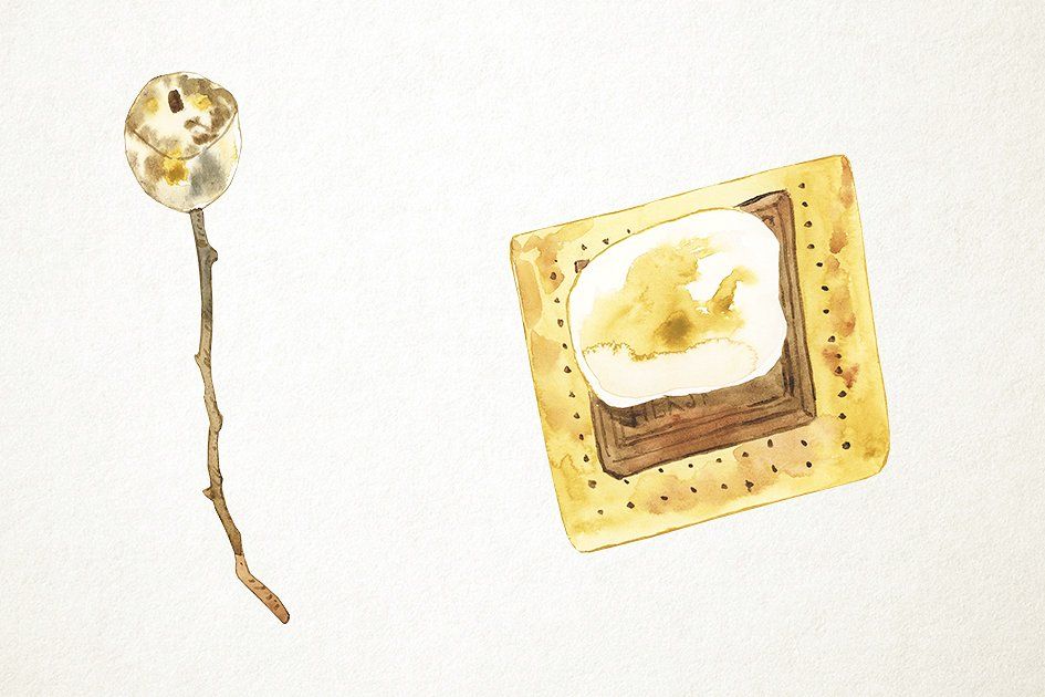 Fire includes mores digital. Smores clipart watercolor