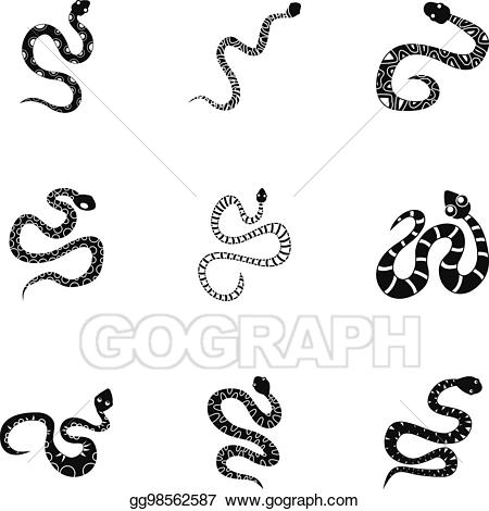 Vector stock tattoo icon. Snake clipart simple