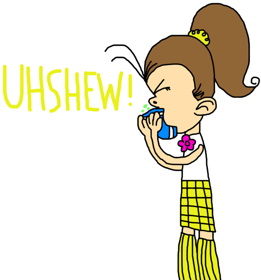 Luan sneezes into a. Sneeze clipart handkerchief