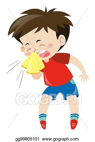 Vector art boy in. Sneeze clipart illustration