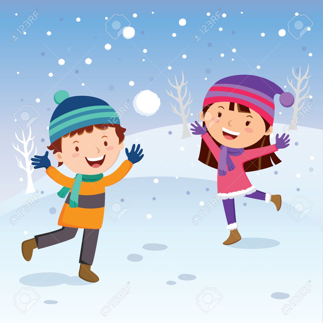 Snowball clipart child. Kids throwing snowballs clip